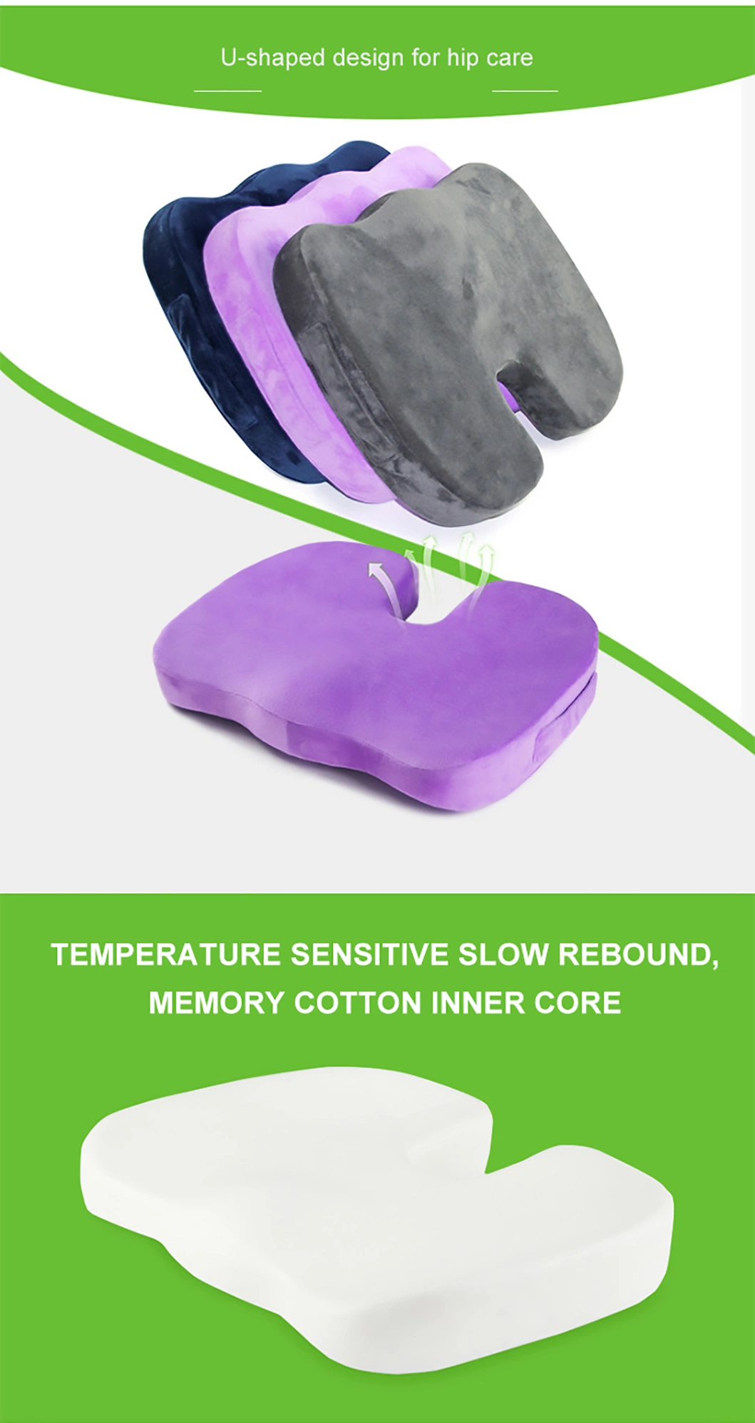 Comfortable Breathable Cooling Gel Memory Foam Seat Cushion